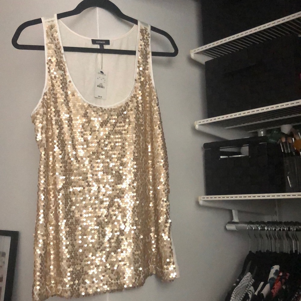 Express Gold Sequin Tank